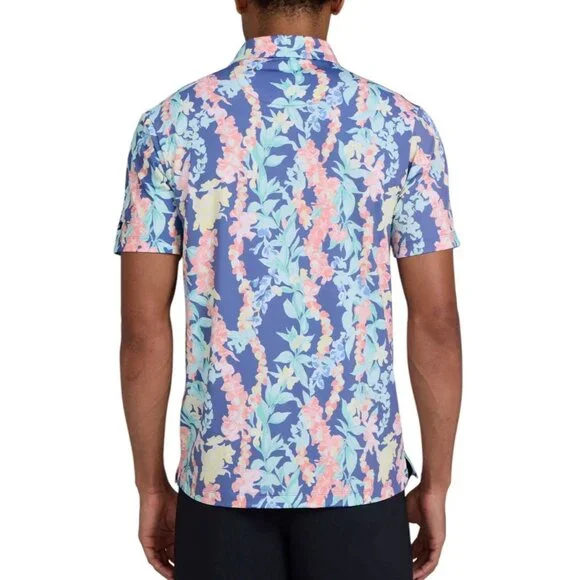 Bad Birdie Men’s Medium Golf Polo Core Lei’d Floral Colorful Tropical New $78 - Picture 3 of 6